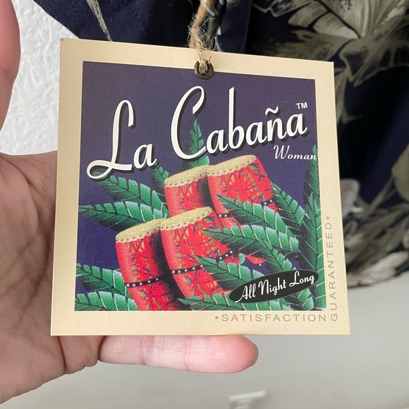 La Cabana Hawaiian Shirt Blue Tropical Print Luau Party Aloha Button Up Size 3X - Picture 4 of 6